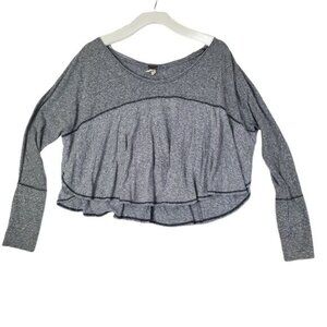 FREE PEOPLE Womens Top SZ‎ XS Cloud Nine Gray Crop Lagenlook Slouchy Oversized
